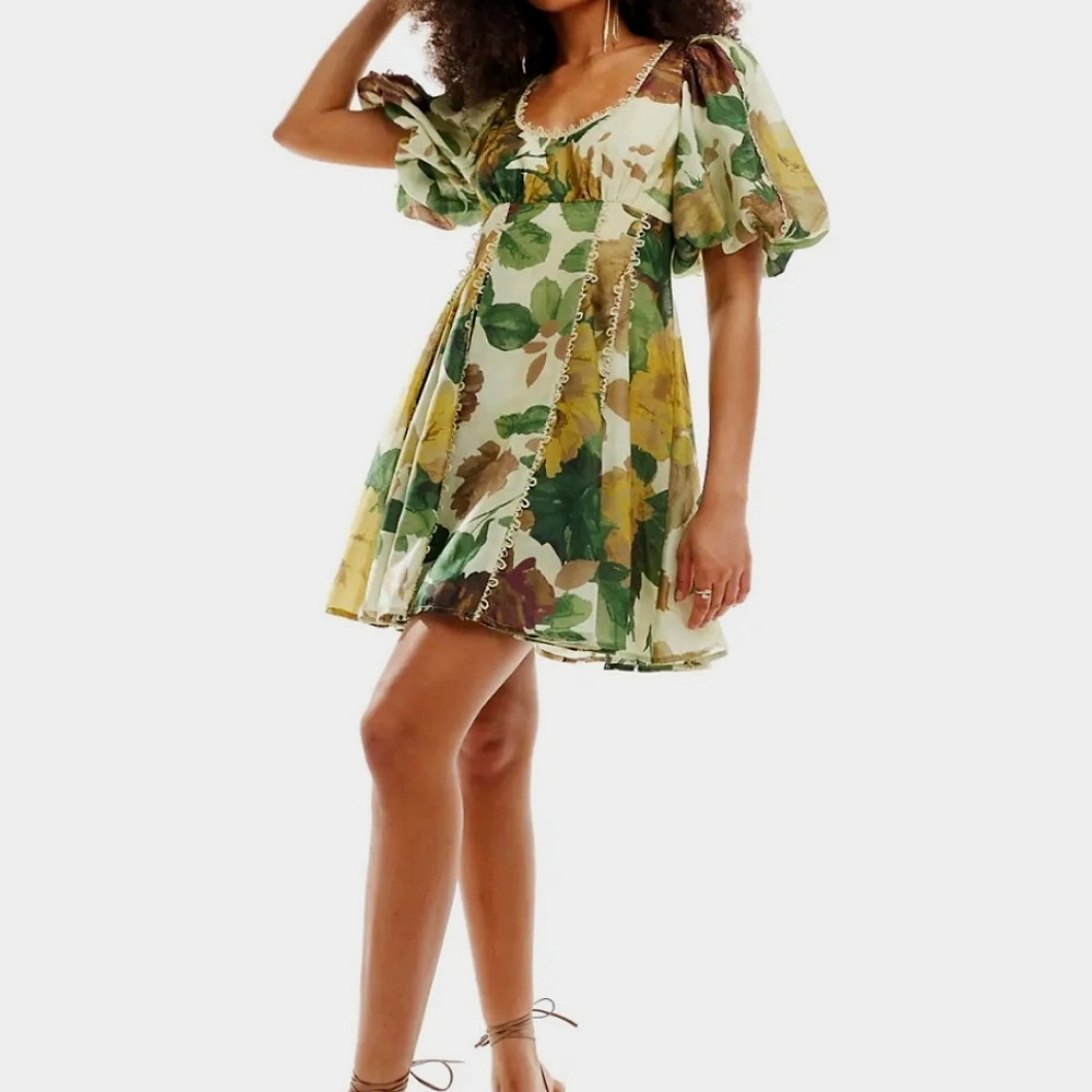 SOLD!!! Floral Square Neck lace mini dress